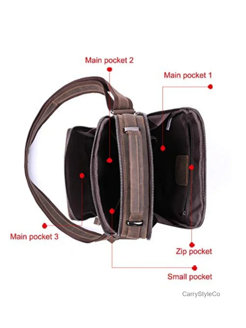 Men's Leather Messenger Bag Top Layer Cowhide Crossbody Shoulder Bag Business